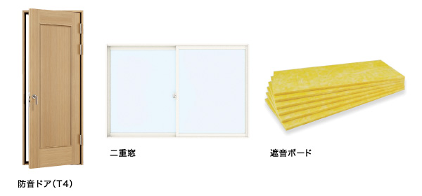 防音ドア（T4）・二重窓・遮音ボード